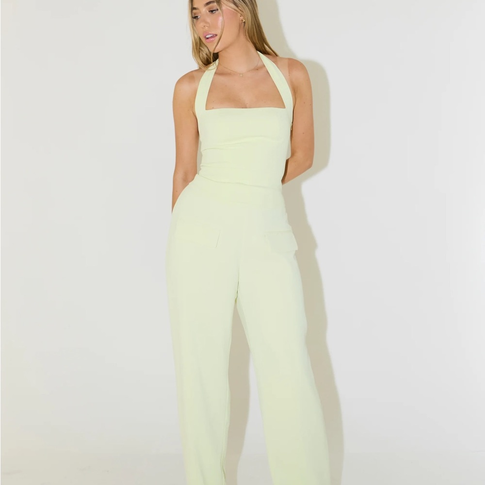 Halter Square-Neck Tank Top in Light Lime